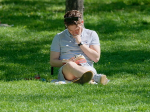 Boy reading a book
